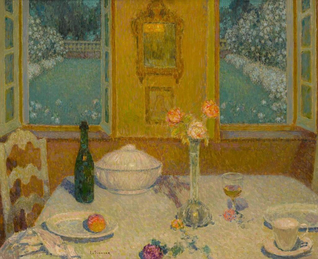 Henri Le Sidaner, La Table sur le jardin fleuri au crépuscule, Gerberoy