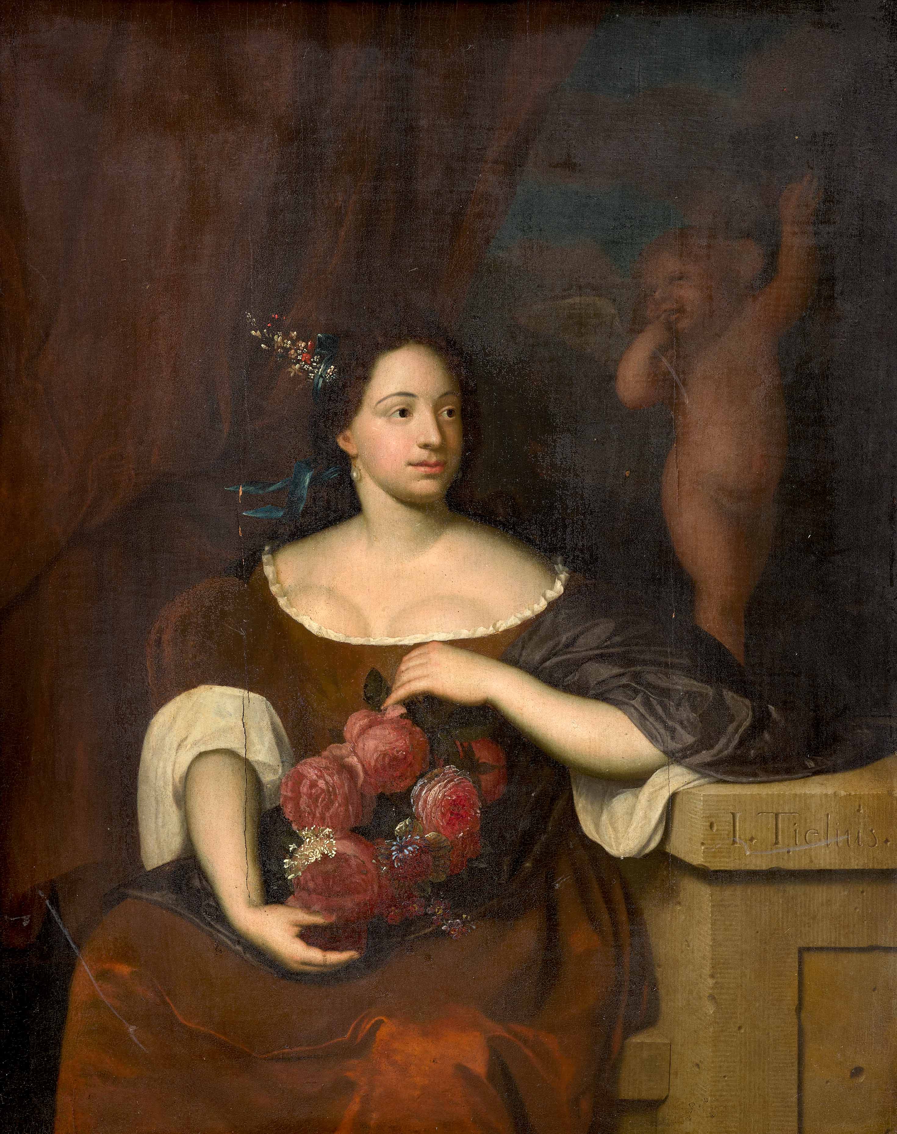 Dame de qualité au bouquet de roses