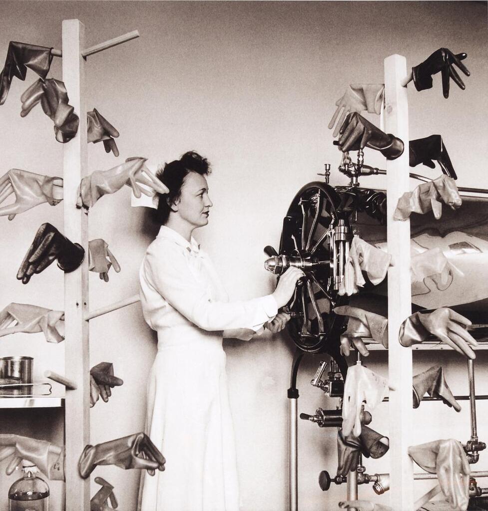 Surgical Gloves Are Sterilised and Dried on Stands, Churchill Hospital, Oxford, 1943