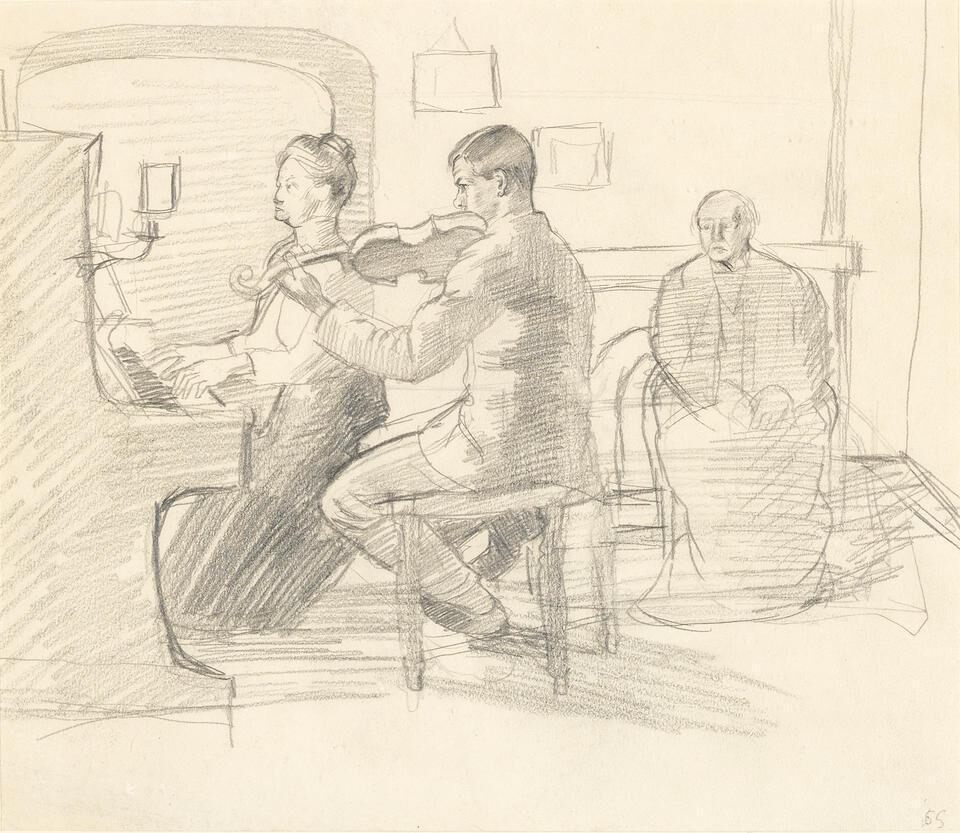 Teddy Carrington at the Violin, A Study of the Artist's Family