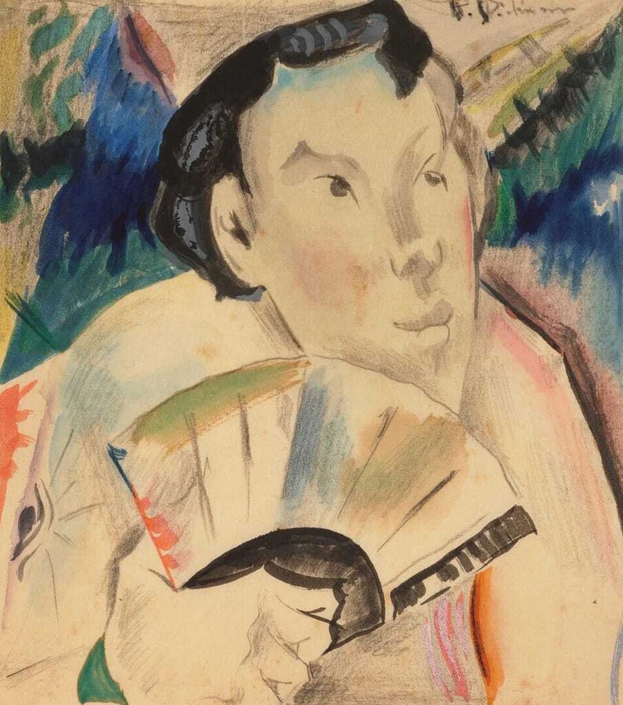 Figure with Fan