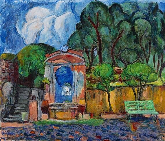 Barockbrunnen im Hof der Villa Le Lagore