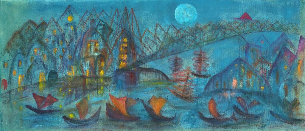 Ciudad a la luz de la luna
