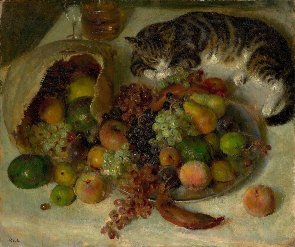 Still Life with Fruit and Cat