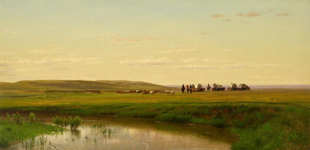 A Wagon Train on the Plains, Platte River, Colorado