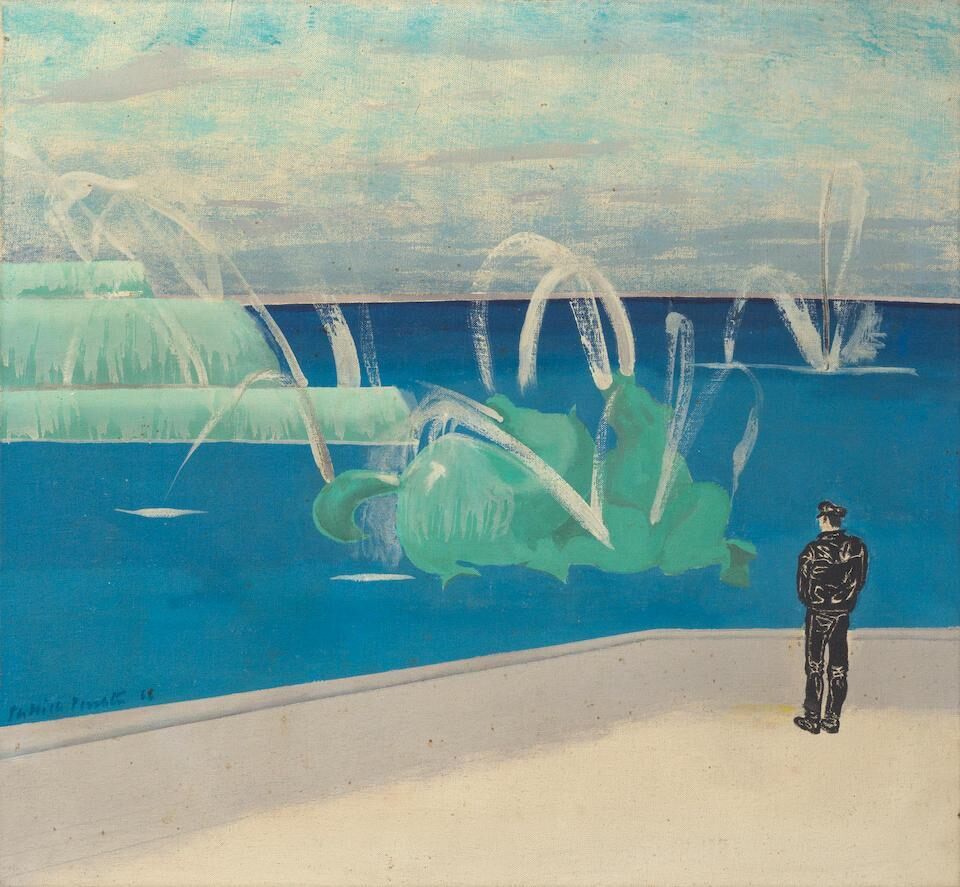Man in Black Standing by a Fountain