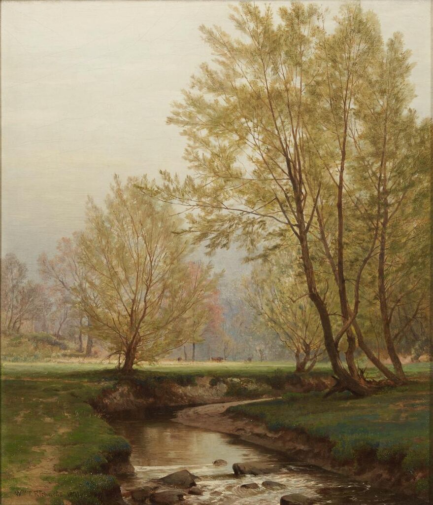 Landscape with Stream and Pasture at Springtime