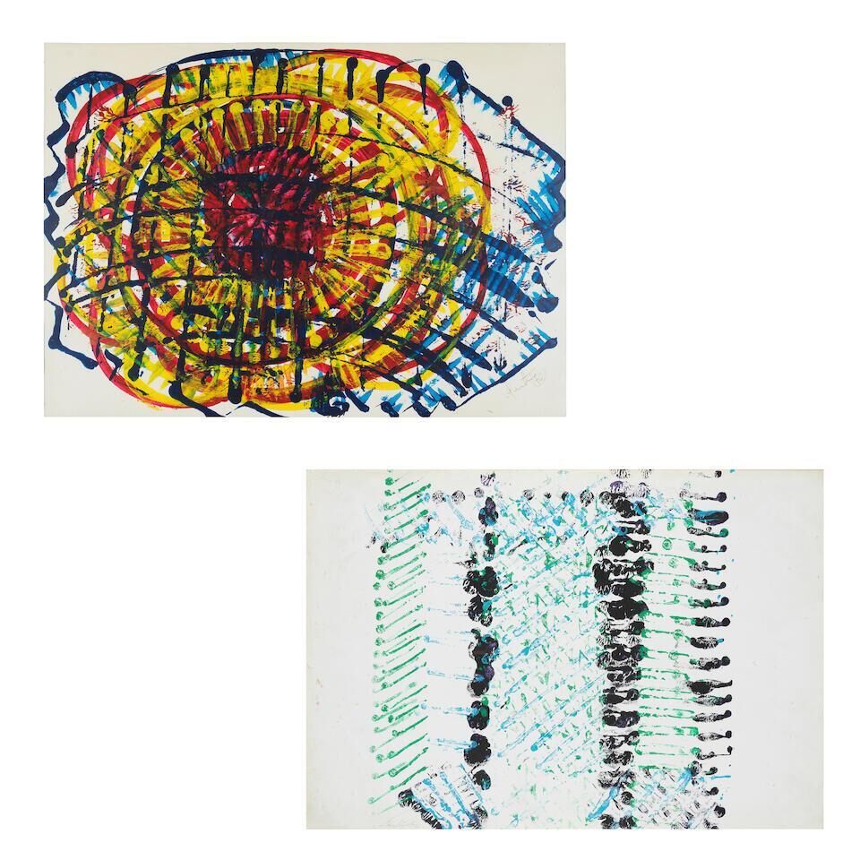 (i) Sans titre (composition bleue et grise); (ii) Sans titre (Composition jaune, rouge et bleue)