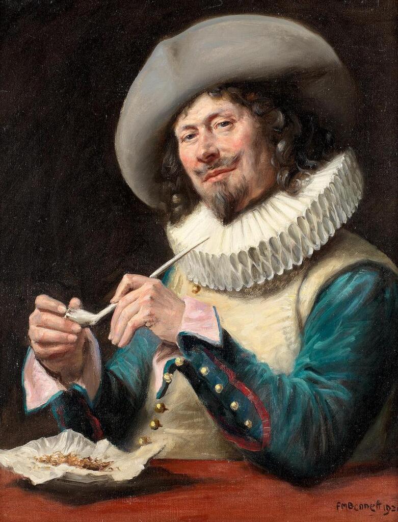 Enjoying a clay pipe