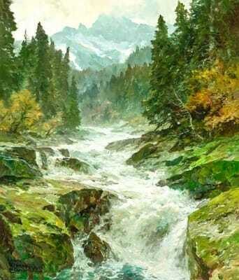 A rushing stream in the mountains