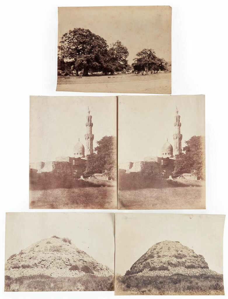 Forêt de Fontainebleau; two views of Boulaq, mosque fortifée; and two views of Tombeau de la Chrétienne, Algeria