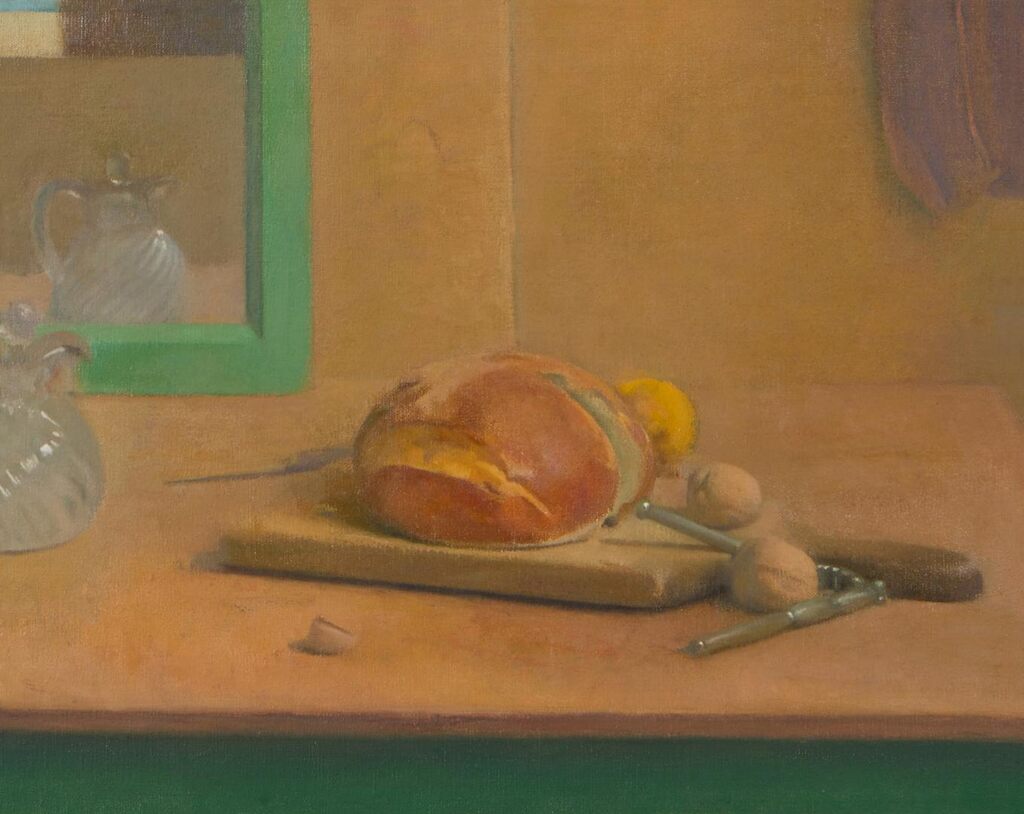 Still Life with Nutcracker, Walnuts, Bread and Cruet