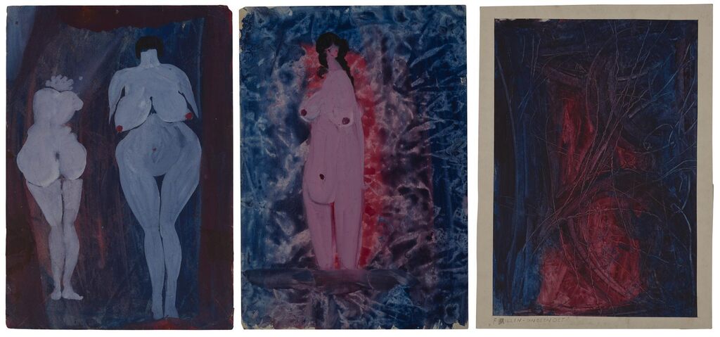 Three works (Blue Figures)