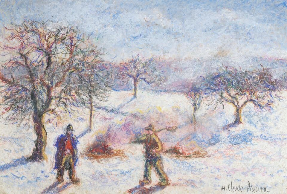 Feux de branchages à la prairie enneigée