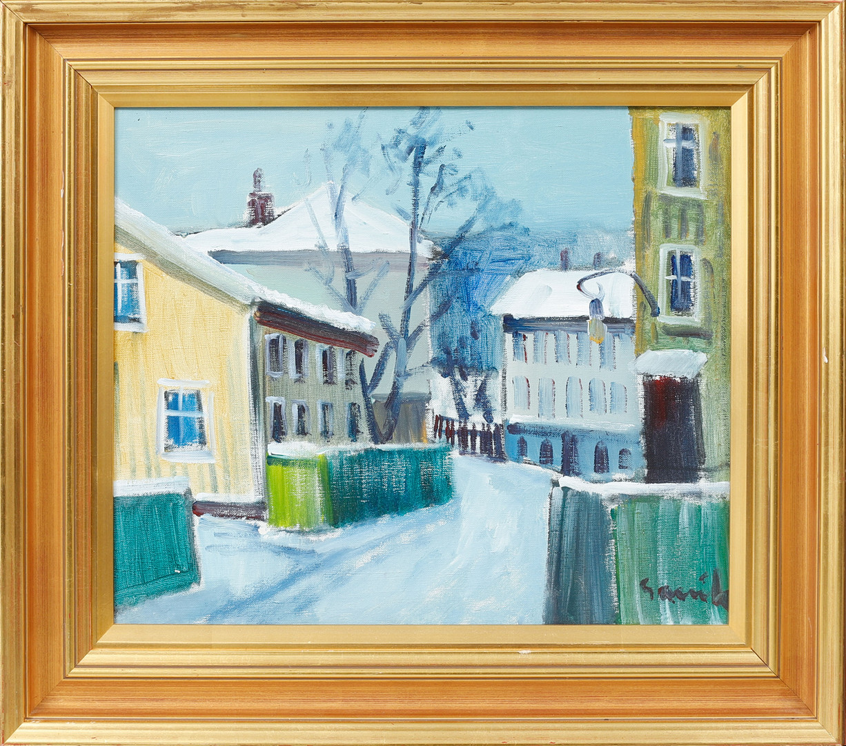 "Gröna gatan", olja på duk, signerad.