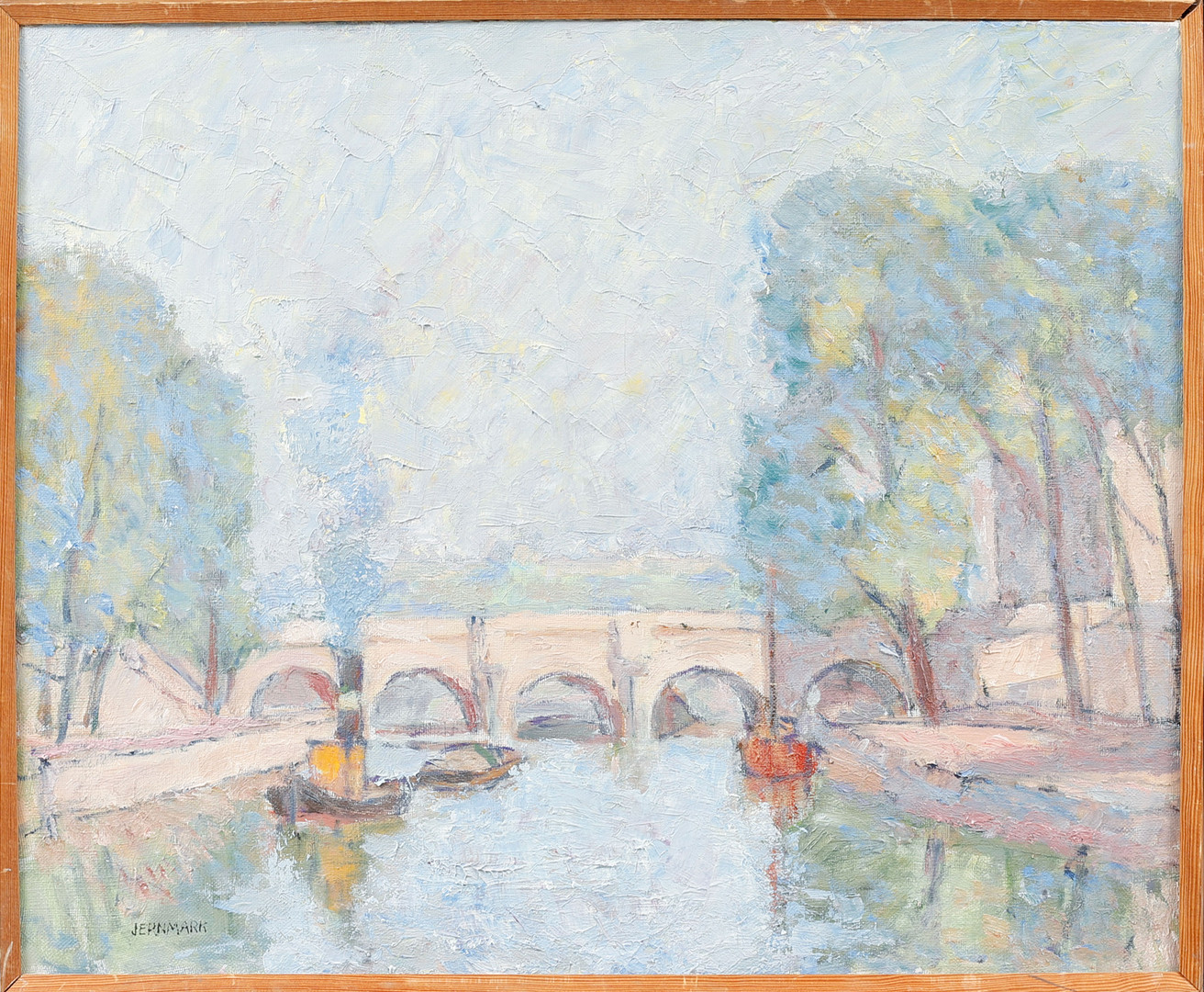 "Pont neuf", olja på duk, signerad.