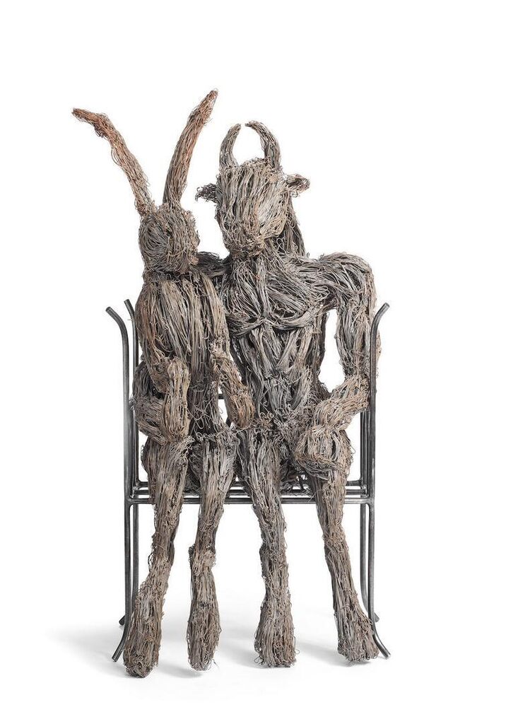 Minotaur and Hare on a Bench