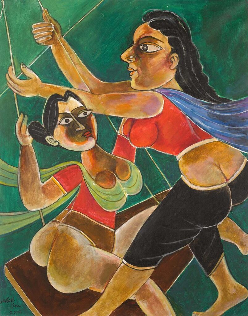 Girls on a swing