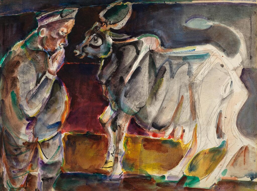 Politician worshipping a cow