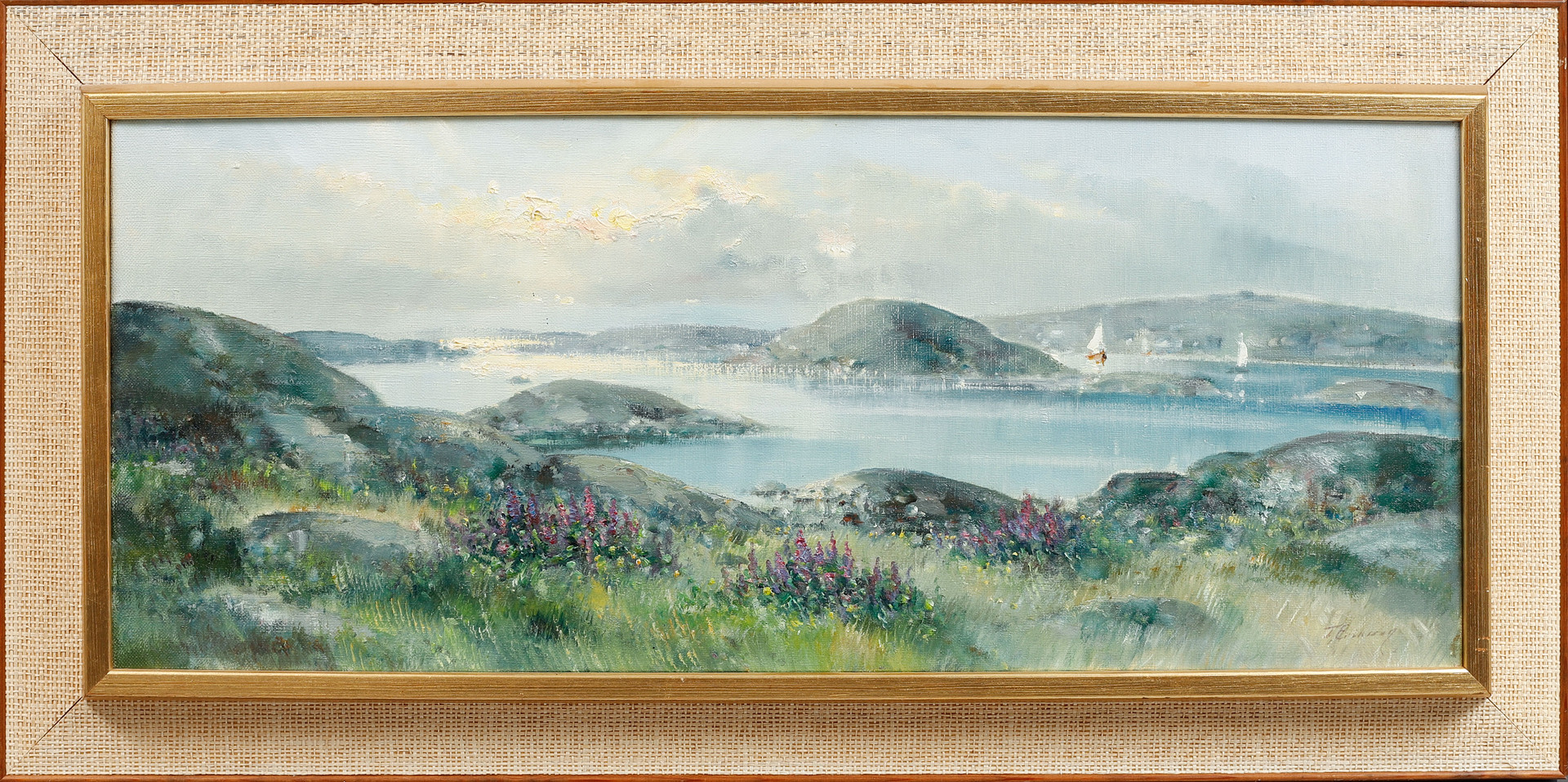 "Sörholmen", olja på duk, signerad.