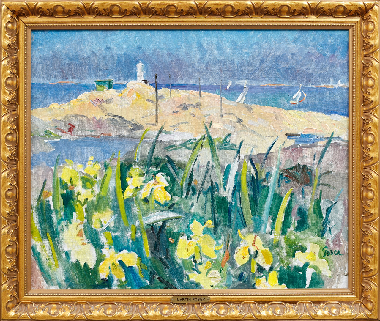 "Skallens fyr, Marstrand", olja på duk, signerad.
