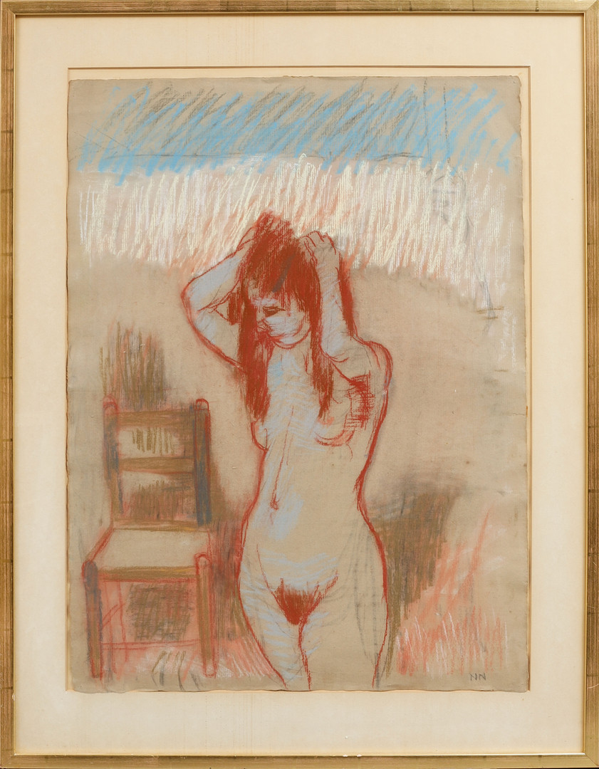 Modell. Pastell, signerad.