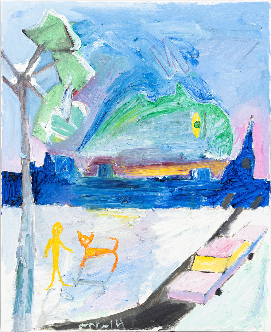"Allé på Vintern", ur serien "Framtida Stad" del II, olja på duk, signerad och daterad à tergo, 2014.