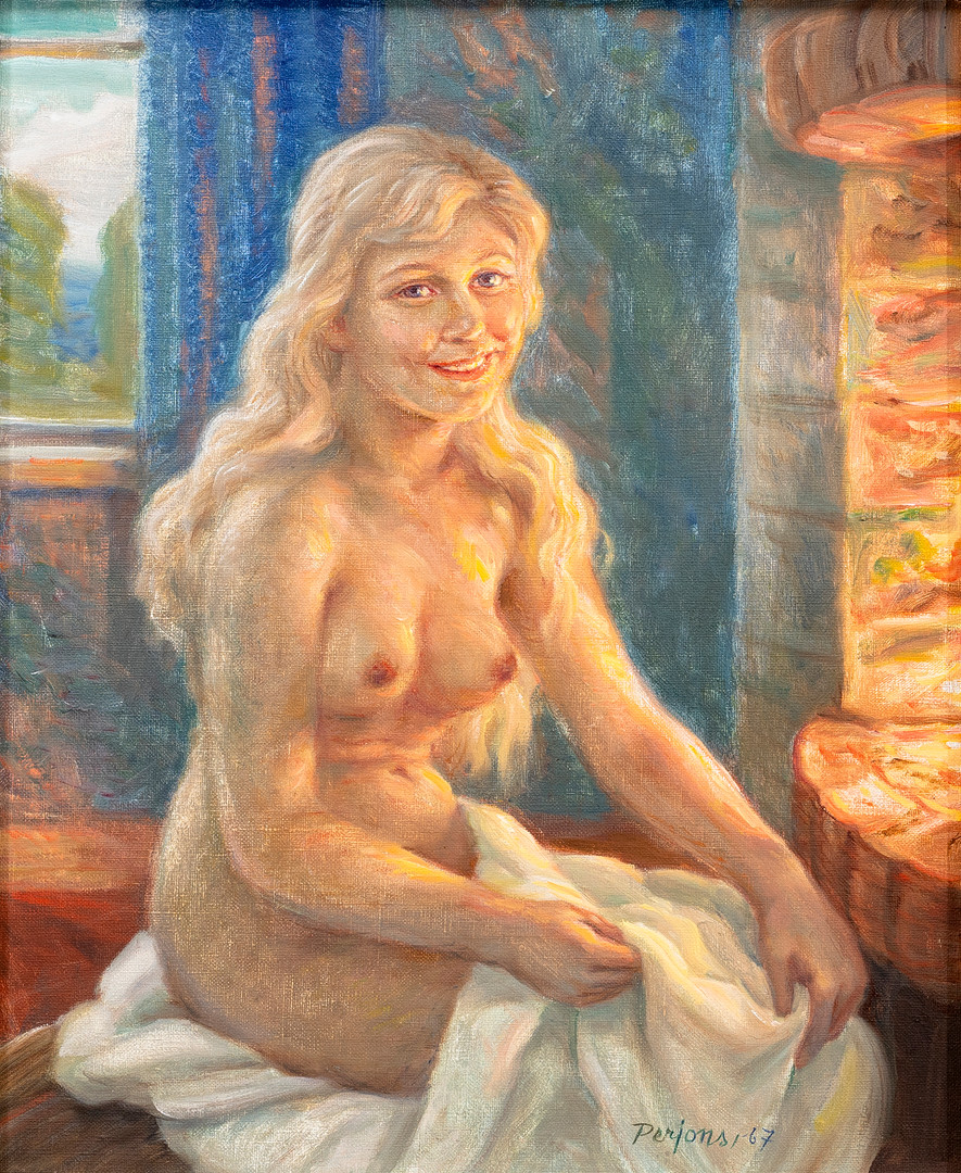 Porträtt, olja på duk, signerad, daterad -67.