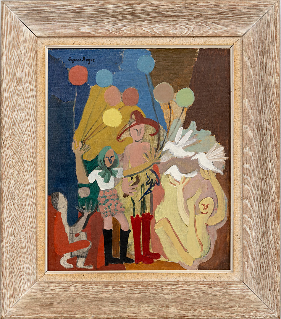 "La fête d'enfants", olja på duk, signerad.