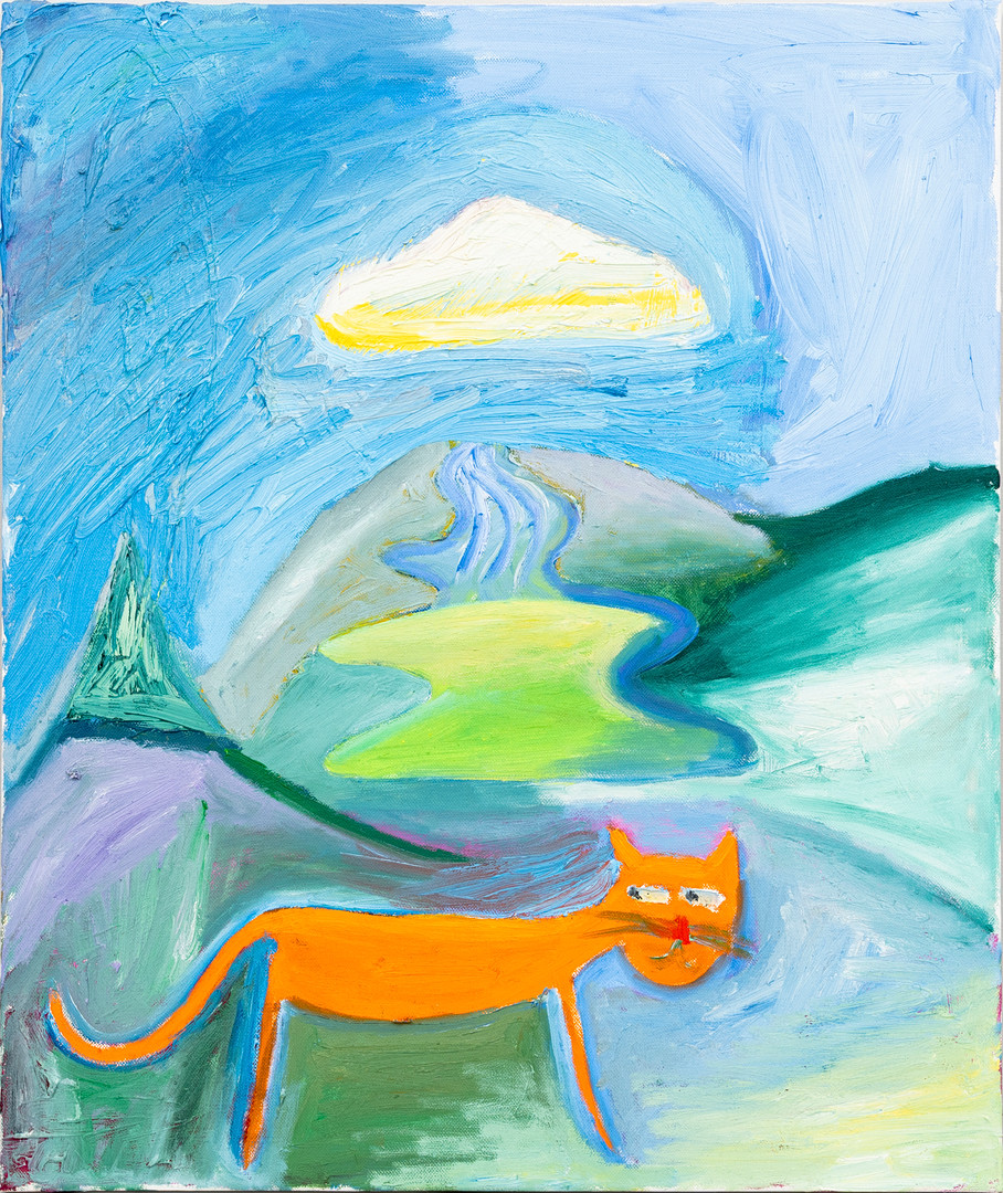 Katt, olja på duk, signerad och daterad à tergo, 2013.