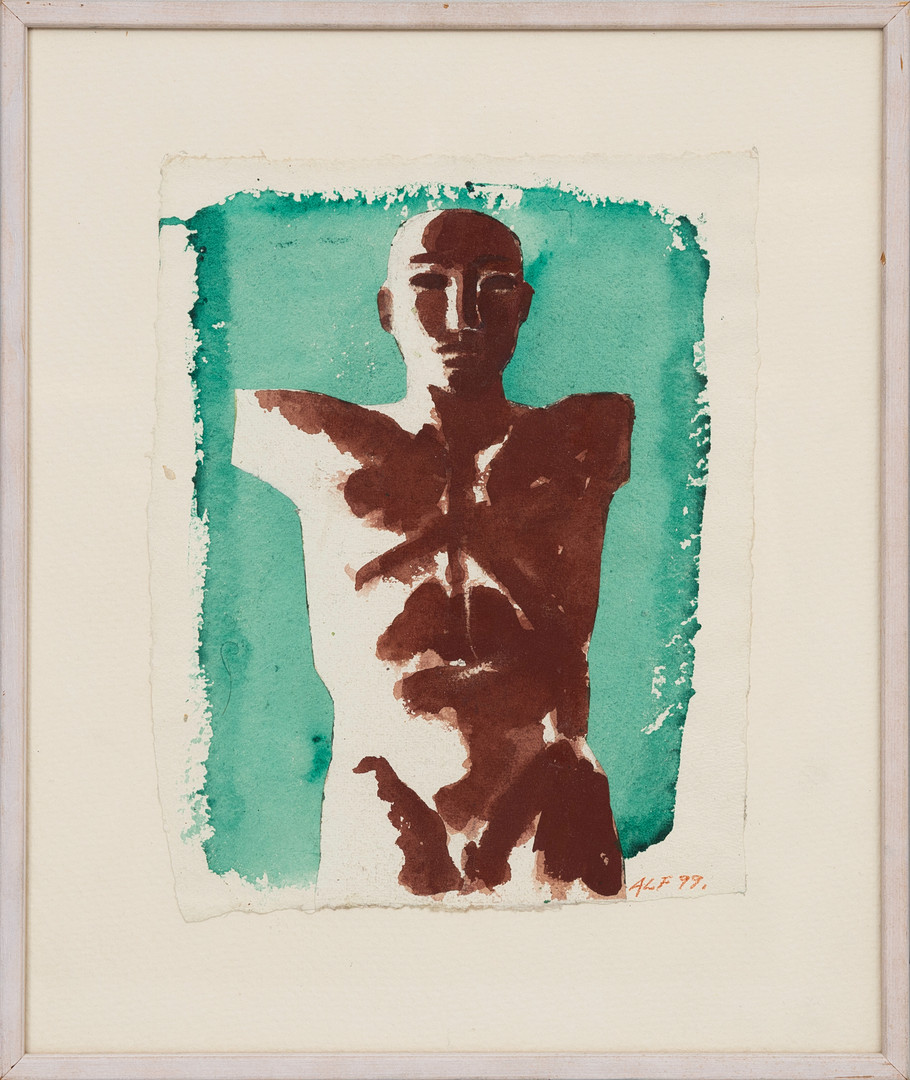 "Torso", akvarell på papper, signerad, daterad 1999.