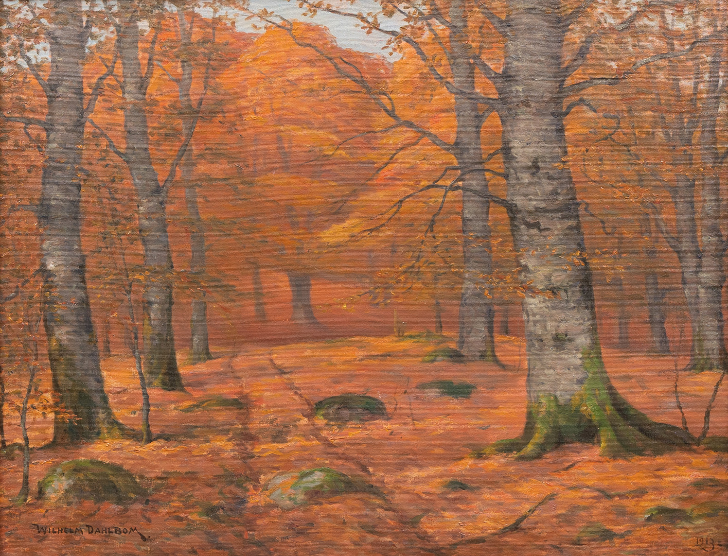 Bokskog, Skåne, olja på duk, signerad.
