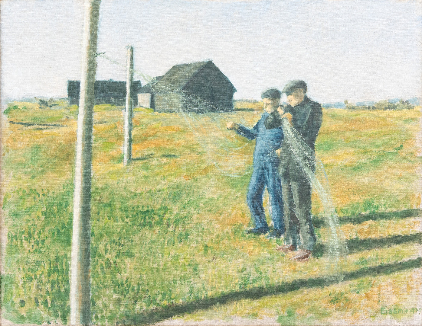 Näten bödas, olja på duk, signerad Erasmie och daterad 1979.