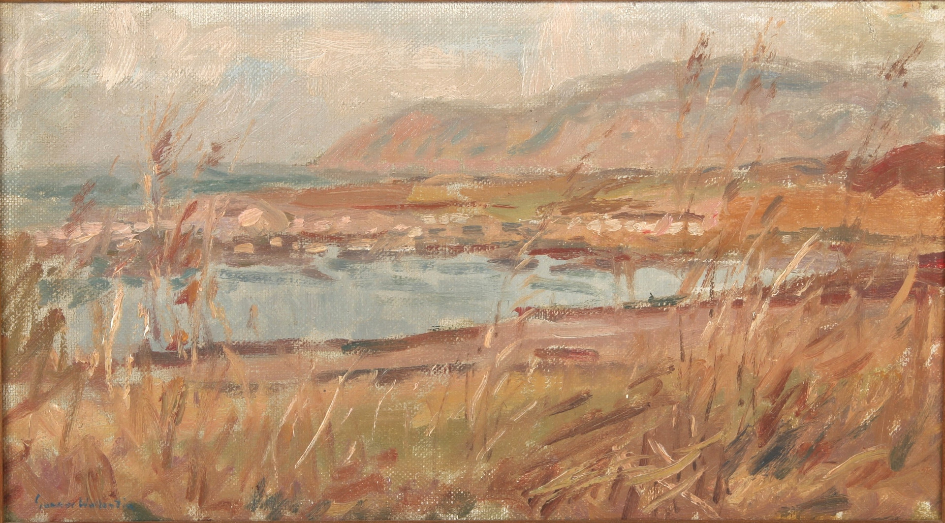 Olja på pannå, Kullaberg, signerad.