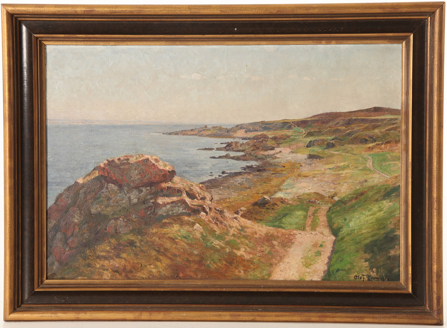 1856-1945. Olja på duk, kustmotiv, signerad.