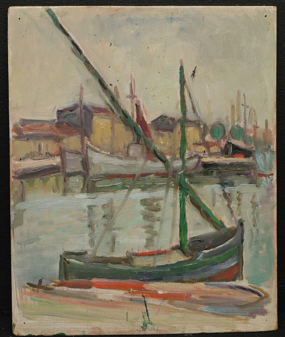 "Viaraggio 4 juni 1952", Olja på pannå, signerad.