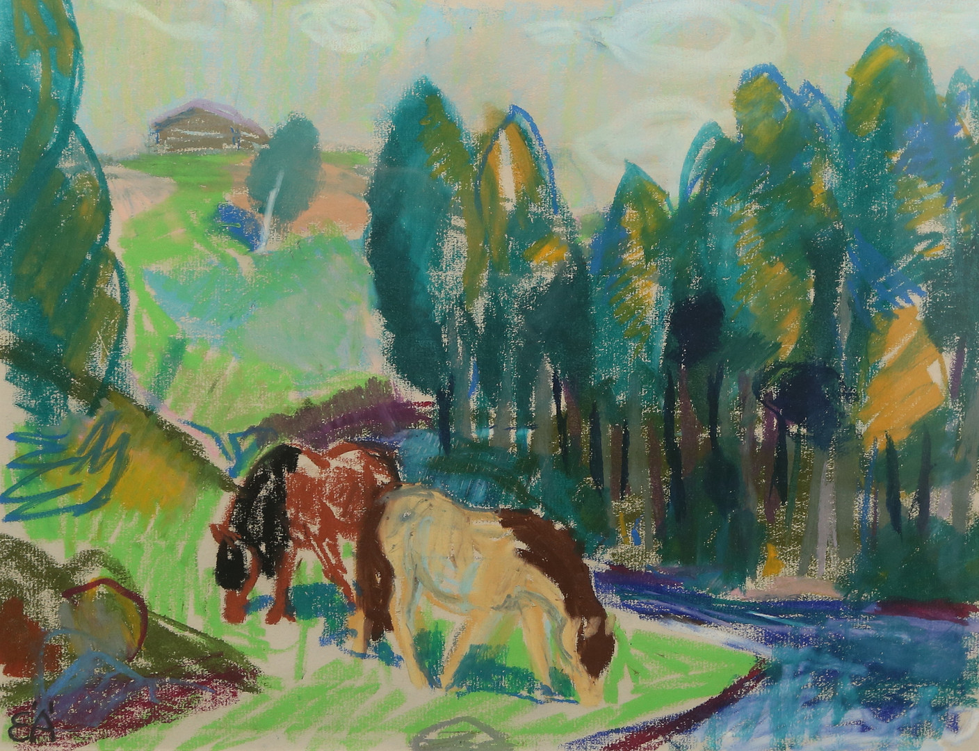 pastell, signerad EÄ.