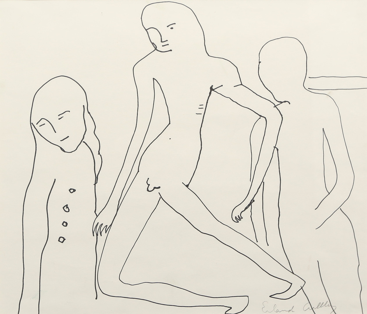 teckning, Figurkomposition, signerad.