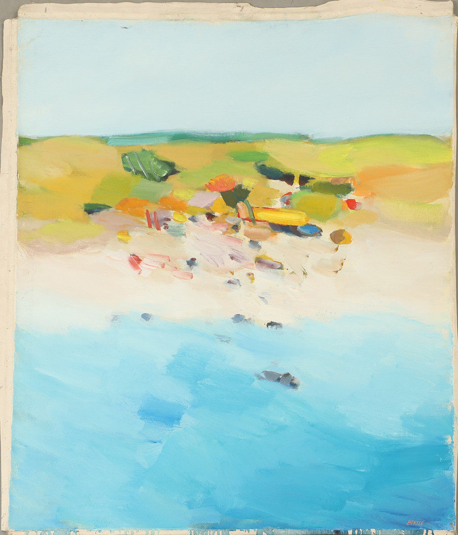 "Sommarstrand", olja på duk, signerad Bertle.