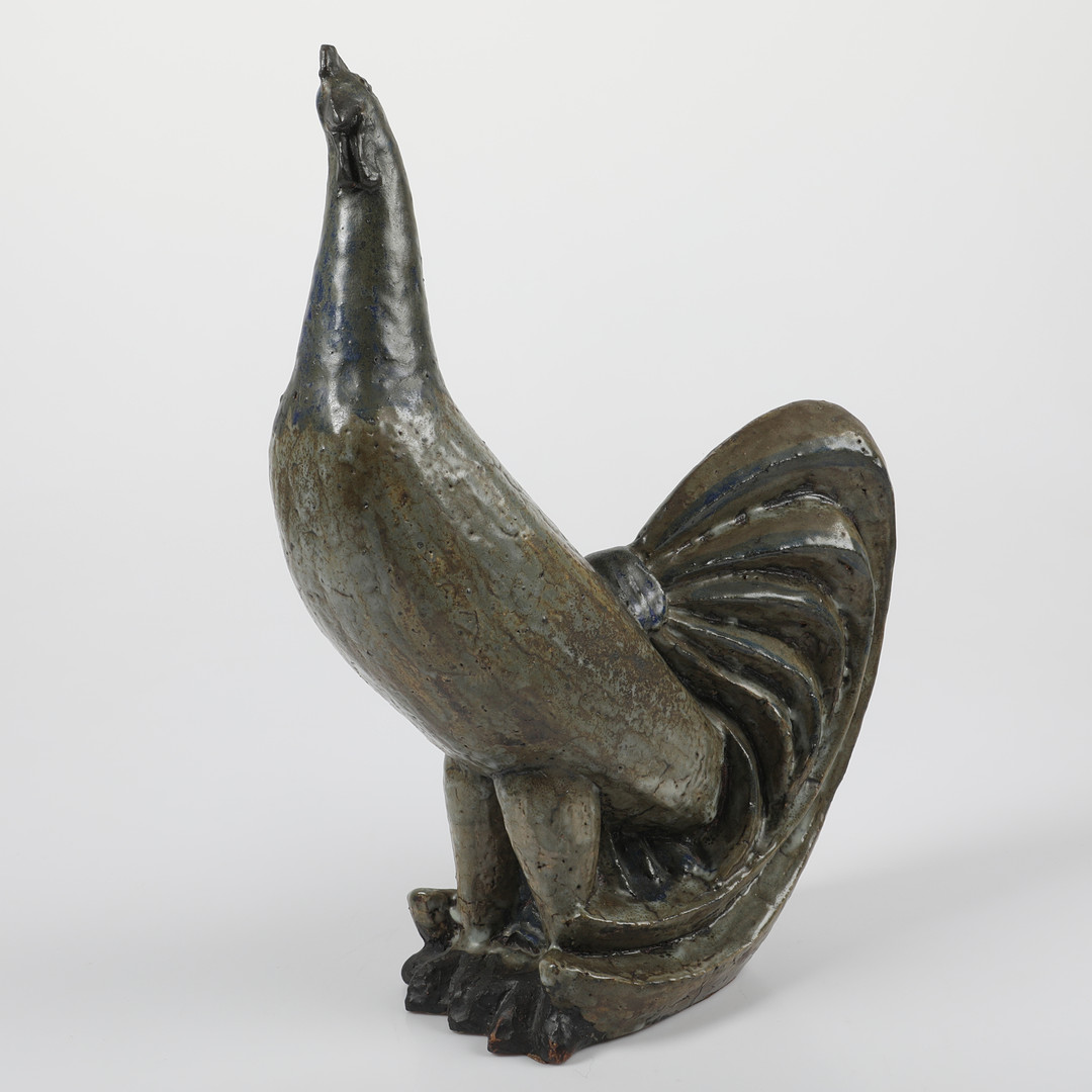 Skulptur, tupp, glaserad keramik, Höganäs, signerad.