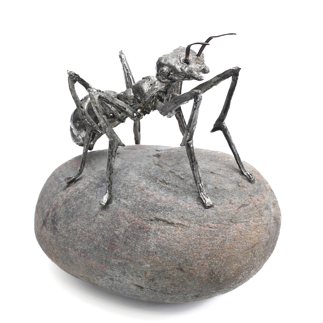 Skulptur, "Myling", sten och tenn, signerad Harry G -06 BMG.