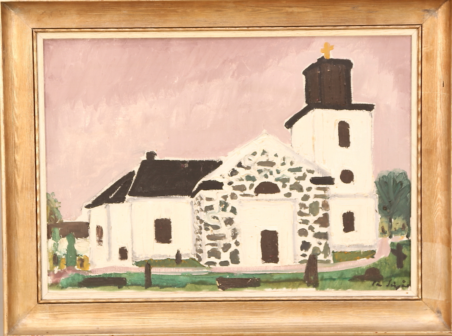 olja duk, signerad Pär Siegård, Förlövs kyrka - Skåne.