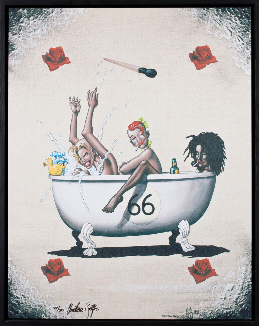 "Rock'n'Roll Poetry", serigrafi på duk, signerad och numrerad 28/50.