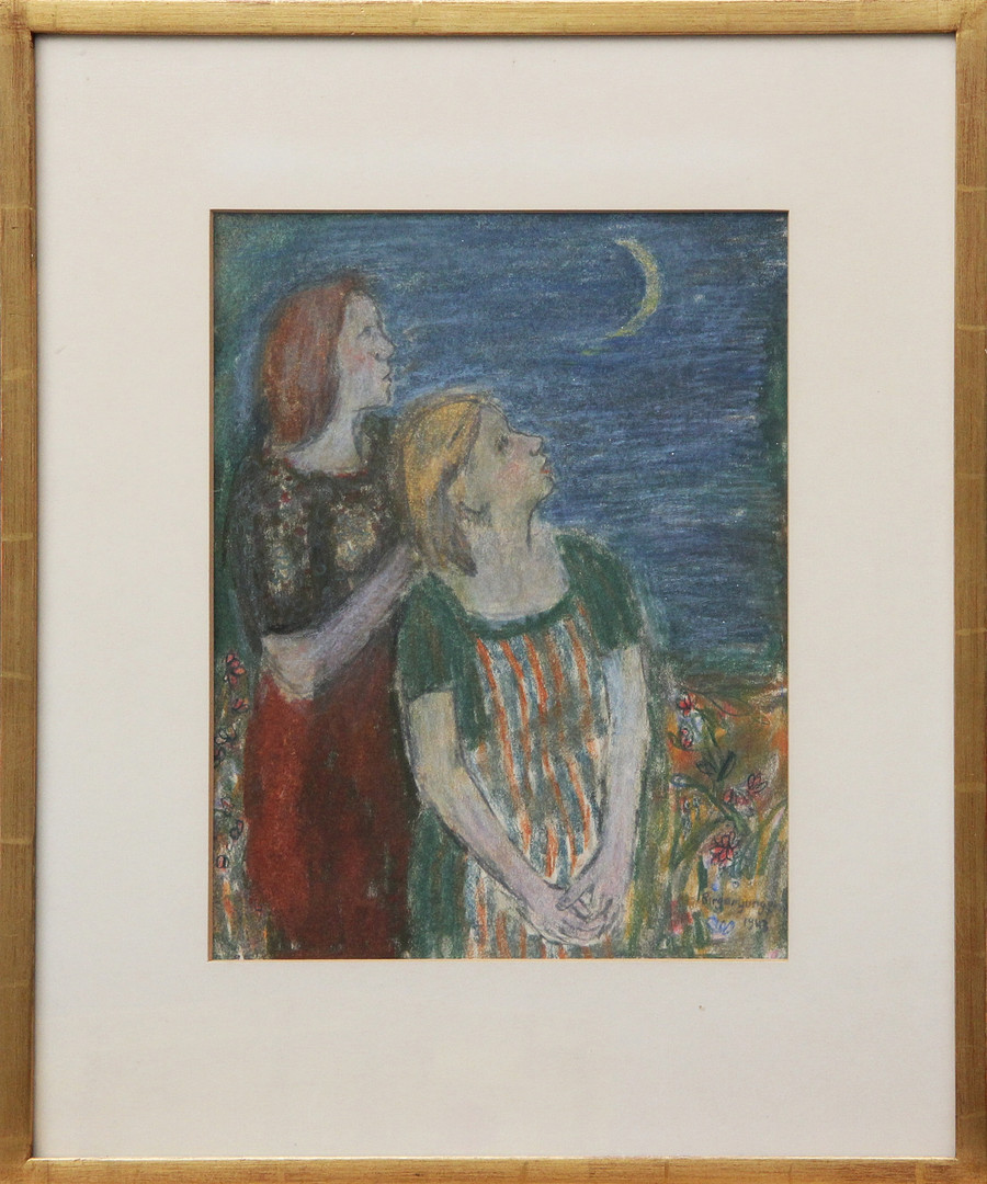 TECKNING, pastell, på papper, signerad, 1943.