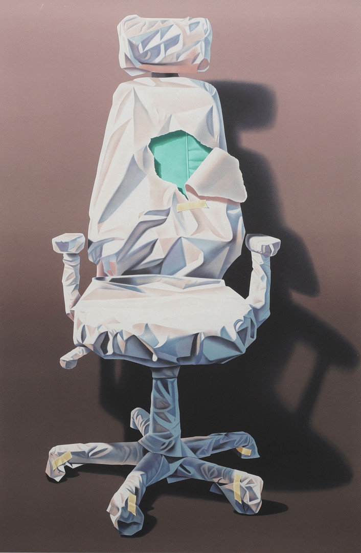 litografi, "wrapped desk chair, signerad och numrerad 173/200.
