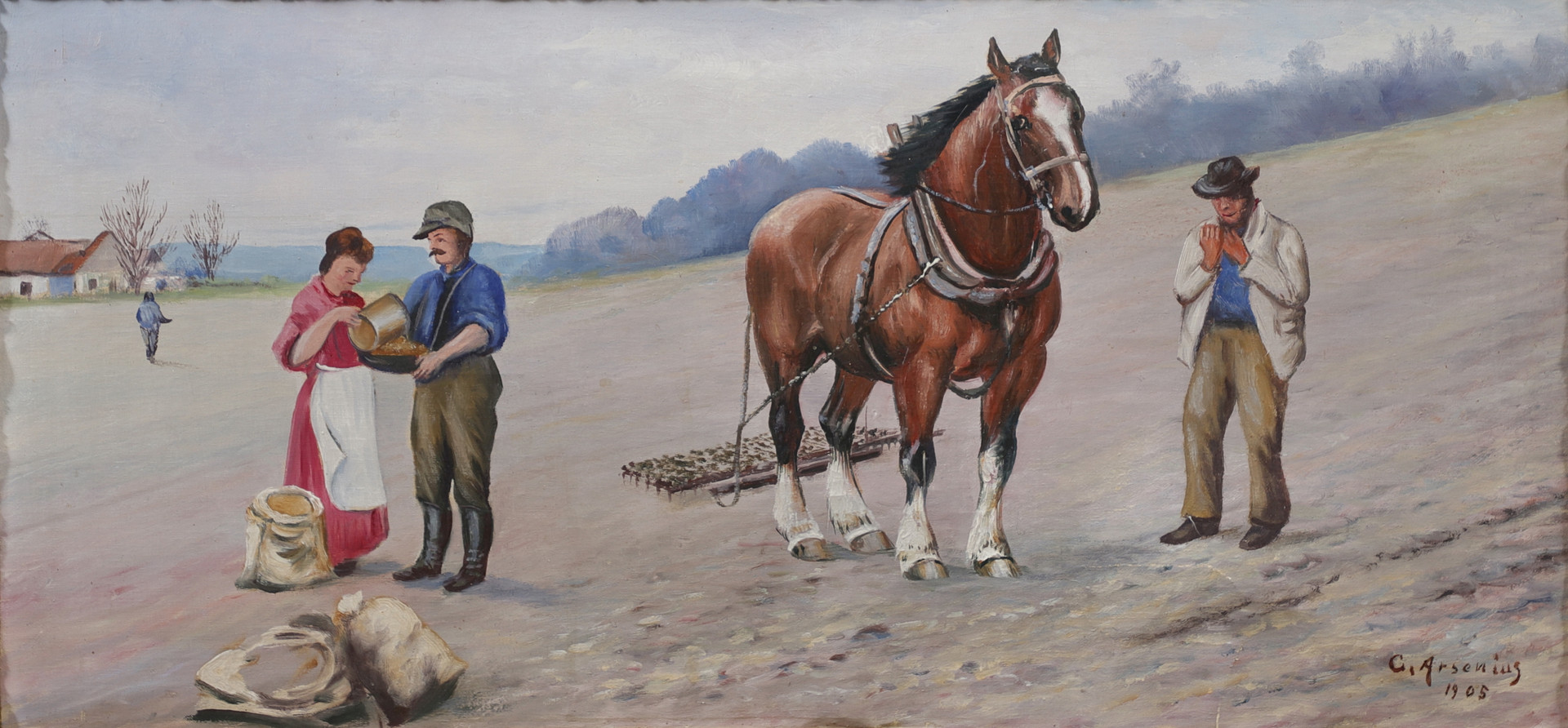 Vårsådd, olja på duk, signerad och daterad 1905.