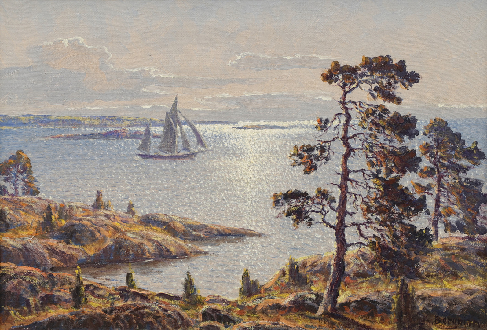 "Motiv från Tolvöarna Öregrund", olja på duk, signerad.