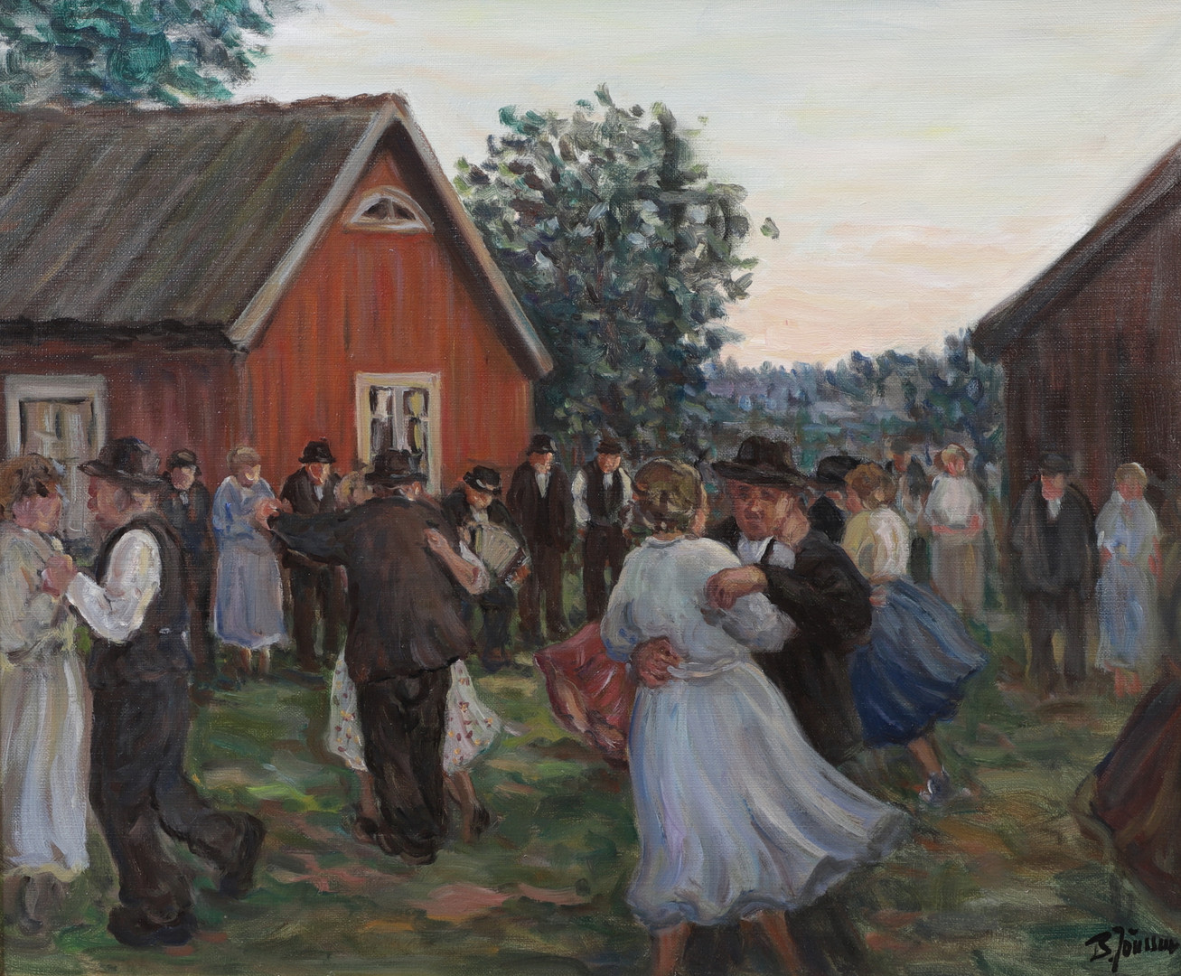 Sommardans, olja på duk, signerad.