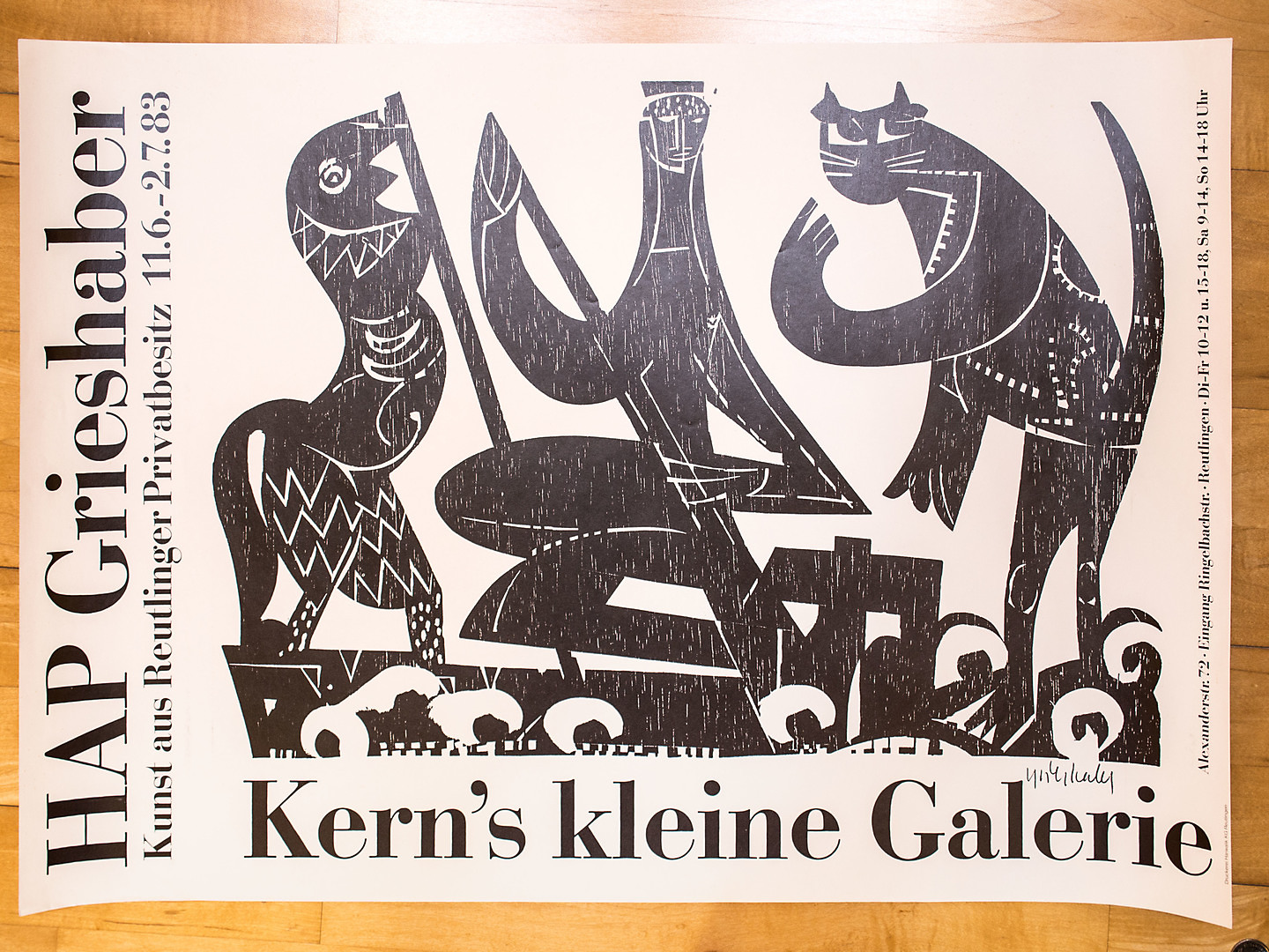 Plakat Kern's kleine Galerie, Lithographie, signiert.