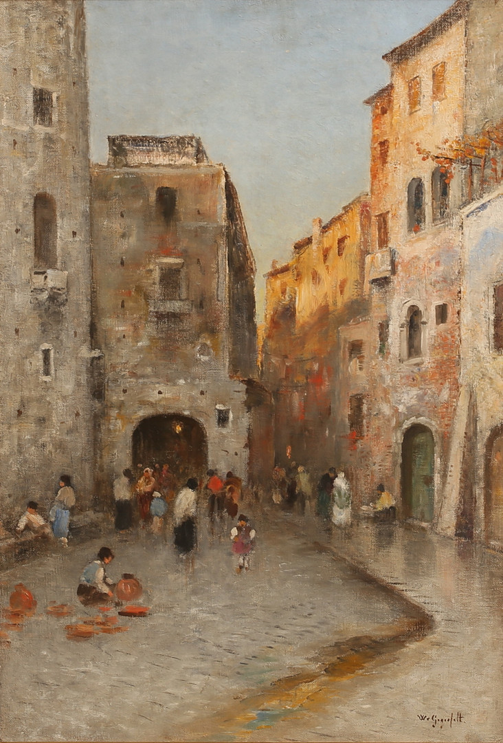 Olja på duk, Venedig, signerad.